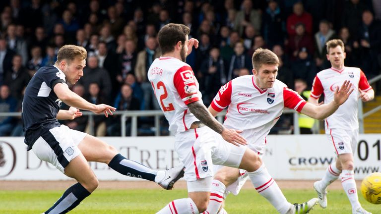 Greg Stewart scores for Dundee against Ross County last season