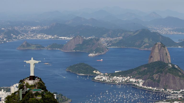 Aerial view of Guanabara Bay, sailing venue of the Rio 2016 Olympics