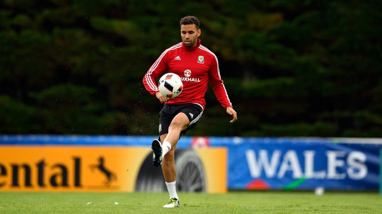 Wales player Hal Robson-Kanu in action during Wales training ahead of their UEFA Euro 2016 semi final against Portugal