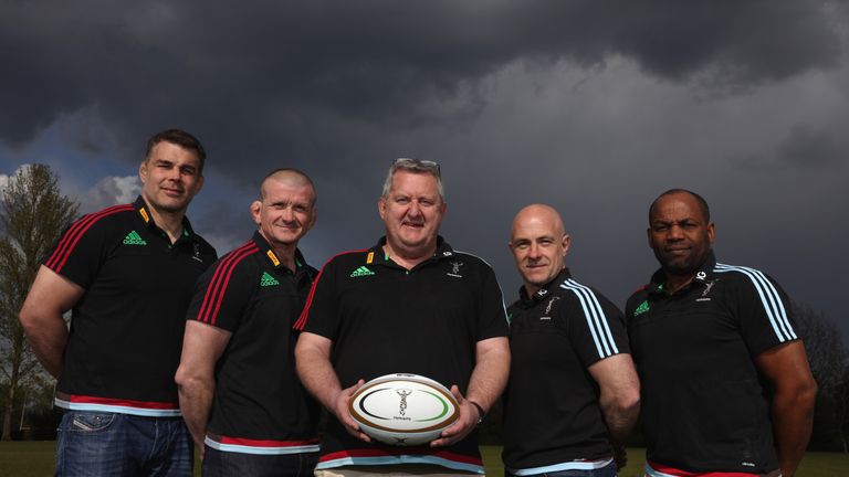 Nick Easter, Forwards coach Graham Rowntree, the New Harlequins Director of Rugby John Kingston, Head coach Mark Mapletoft and Skills coach Collin Osborne