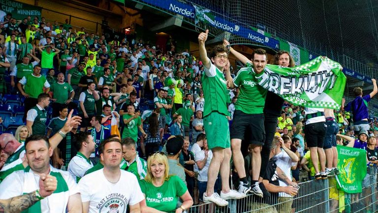 Hibs fans were present in good numbers to cheer on their favourites in Copenhagen