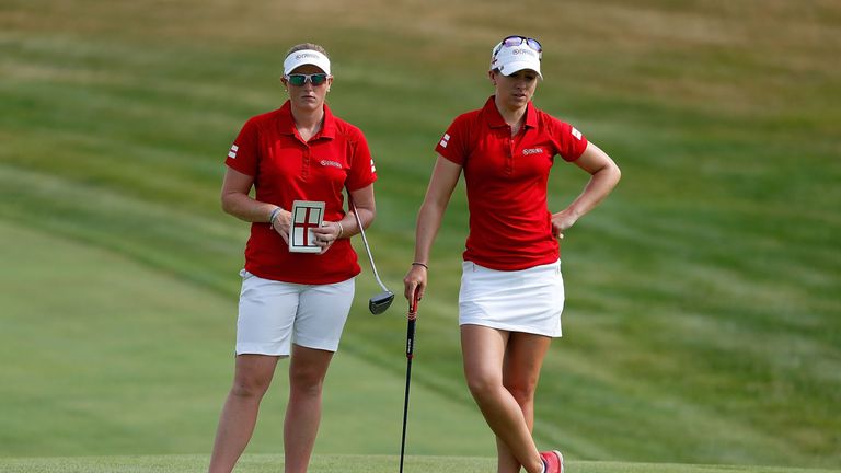 Holly Clyburn (L) and Jodi Ewart Shadoff of England at the  2016 UL Internation in Chicago