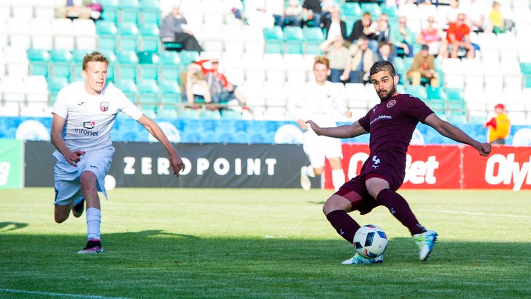 Europa League qualifying Infonet v Hearts Igor Rossi scores his side's fourth goal
