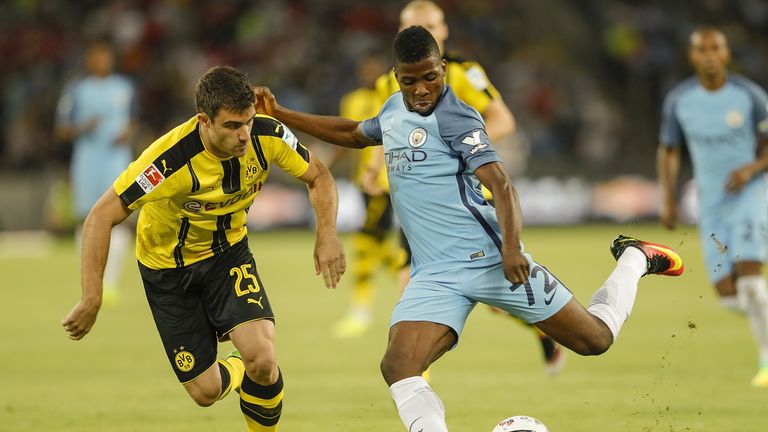 Kelechi Iheanacho and Sokratis Papastathopoulos