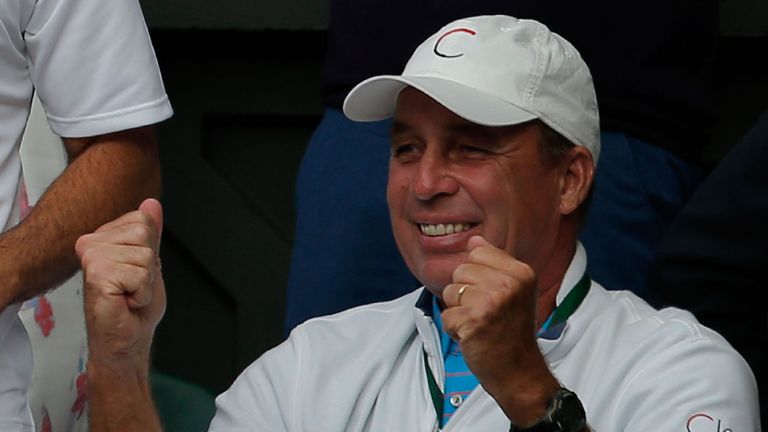 Ivan Lendl, coach of Britain's Andy Murray celebrates as he beats Canada's Milos Raonic during the Wimbledon men's singles final 