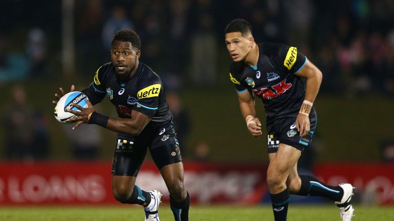 SYDNEY, AUSTRALIA - JUNE 06: James Segeyaro of the Panthers runs the ball during the round 13 NRL match between the Penrith Panthers and the Melbourne Stor