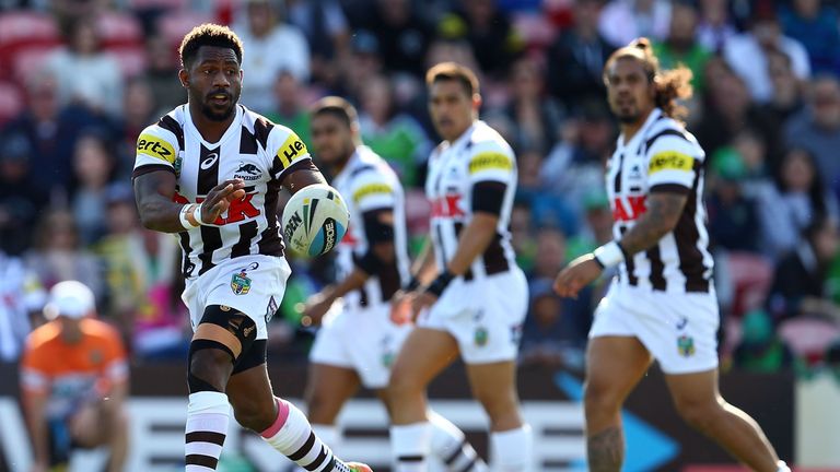 James Segeyaro of the Panthers in action during the round 20 NRL match between the Penrith Panthers and the Canberra Raiders 