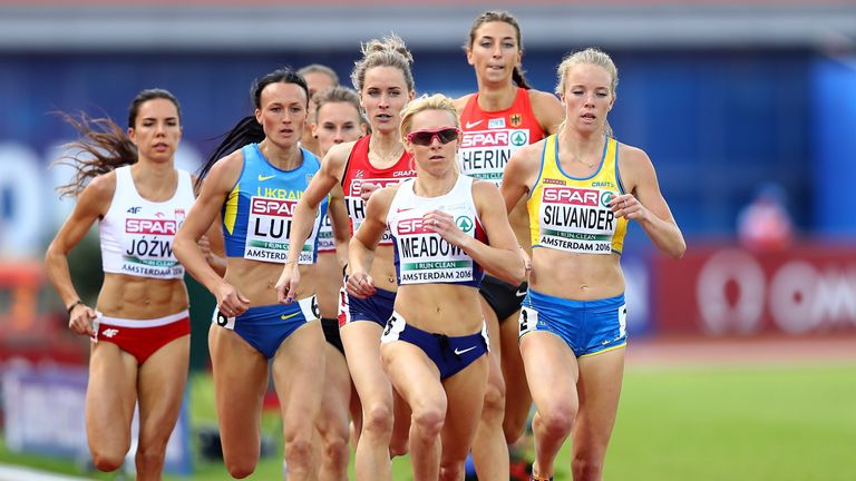 AMSTERDAM, NETHERLANDS - JULY 07:  Jenny Meadows of Great Britain in action during the semi final of the womens 800m on day two of The 23rd European Athlet