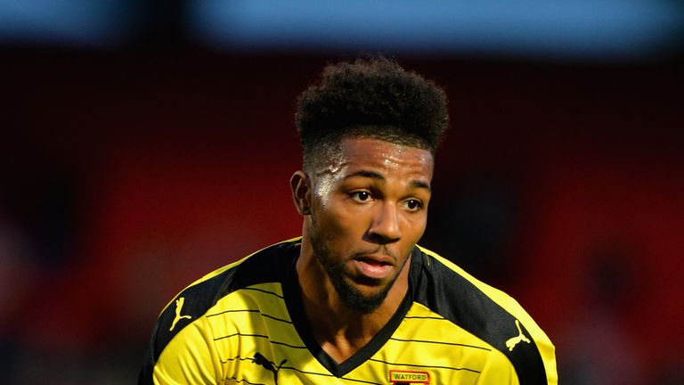 STEVENAGE, ENGLAND - JULY 14:  Jerome Sinclair during the Pre-Season Friendly match between Stevenage and Watford at The Lamex Stadium on July 14, 2016 in 
