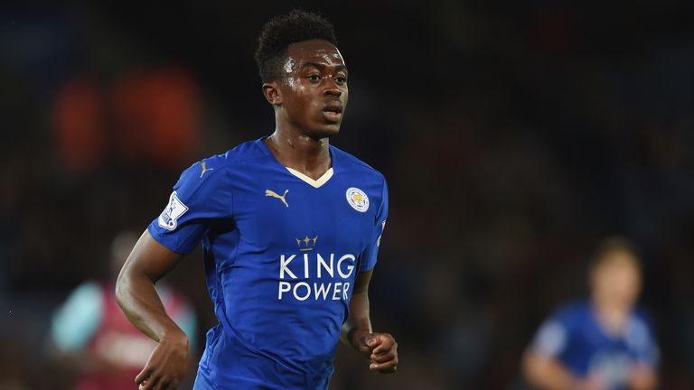 LEICESTER, ENGLAND - SEPTEMBER 22: Joe Dodoo of Leicester in action during the Capital One Cup Third Round match between Leicester City and West Ham United