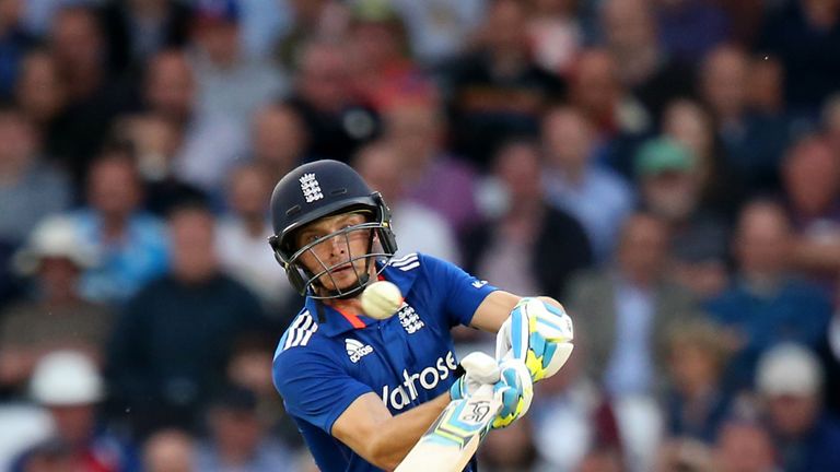 England's Jos Buttler hits out during the First One Day International at Trent Bridge, Nottingham.