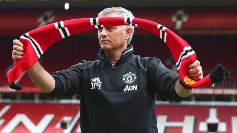 New Manchester United manager Jose Mourinho during his introduction to the media at Old Trafford on July 5, 2016 in Manchester