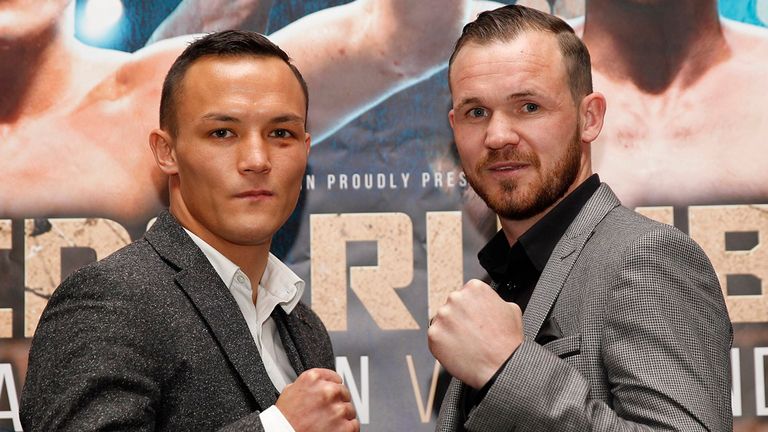 Josh Warrington (l): Defends his title against Patrick Hyland (Pic Lawrence Lustig) 