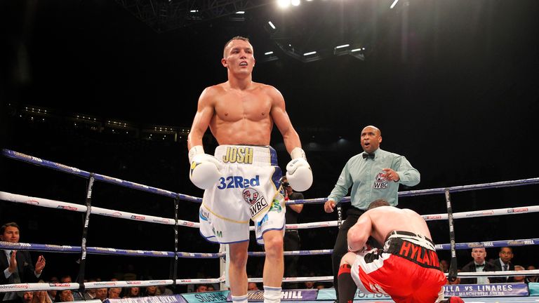 LEEDS RUMBLE.FIRST DIRECT ARENS.,LEEDS.PIC;LAWRENCE LUSTIG.WBC INTERNATIONAL FEATHERWEIGHT TITLE.JOSH WARRINGTON V PATRICK HYLAND