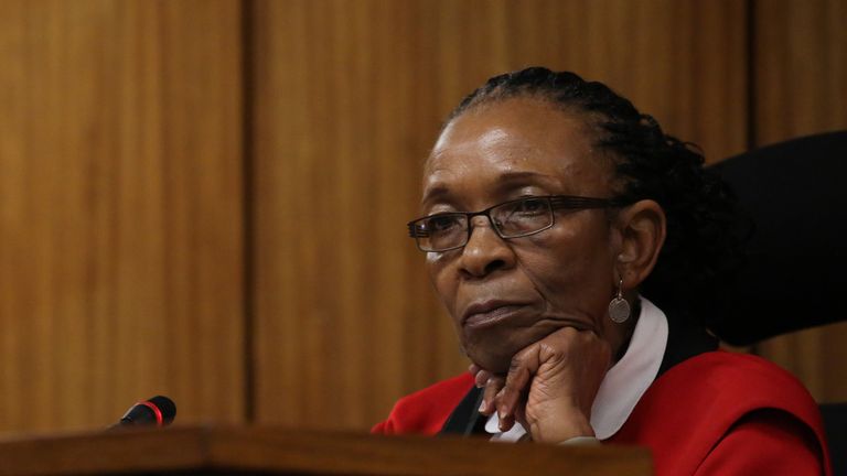 PRETORIA, SOUTH AFRICA - JUNE 15:  Judge Thokozile Masipa looks on during the third day of Oscar Pistorius' resentencing hearing at Pretoria High Court on 