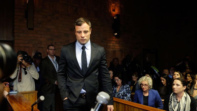 South African athlete Oscar Pistorius appears in Pretoria Magistrates Court for an indictment hearing