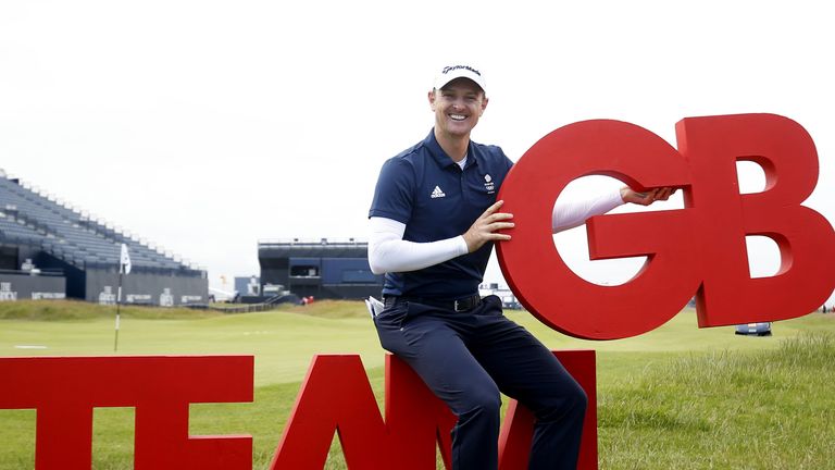 Justin Rose at the Great Britain Olympic golf team announcement at Royal Troon