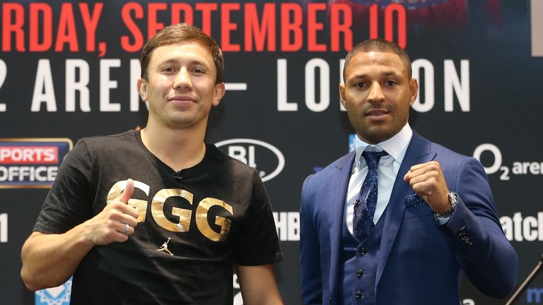 Gennady Golovkin and Kell Brook at a press conference