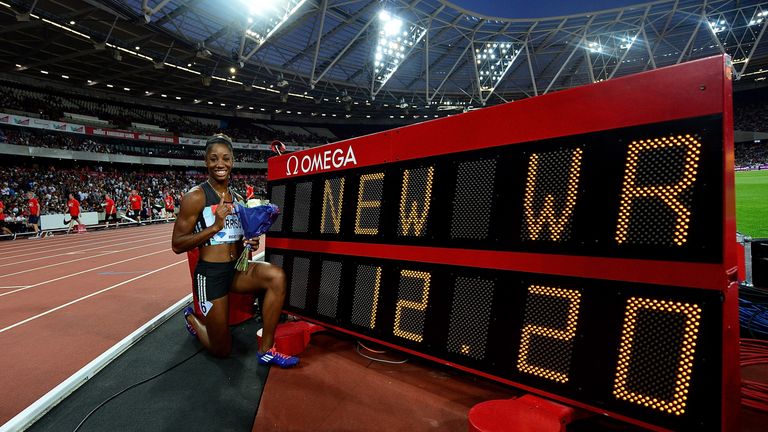 Harrison celebrates her world record run