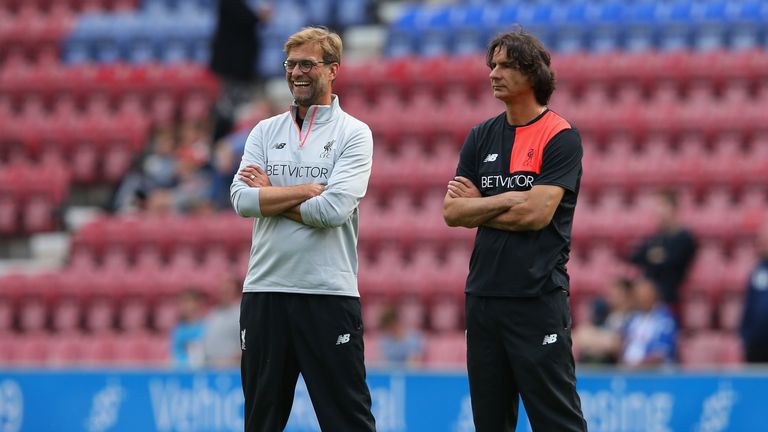 WIGAN, ENGLAND - JULY 17:  Jurgen Klopp the manager of Liverpool looks on prior to a pre-season friendly between Wigan Athletic and Liverpool at JJB Stadiu