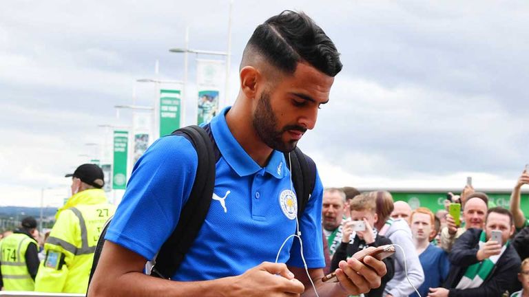 Leicester City's Riyad Mahrez arrives at Celtic Park, July 23 2016