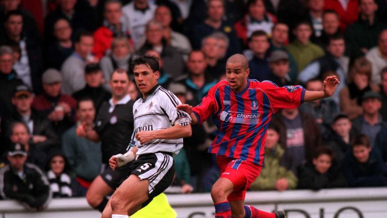 Chris Coleman the Fulham Captain and Leon McKenzie of Palace in action during the match between Fulham v Crystal Palace in the Nationwide League Division O
