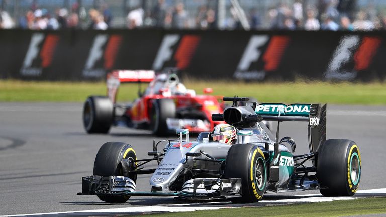 Lewis Hamilton during the second practice session of the British Grand Prix
