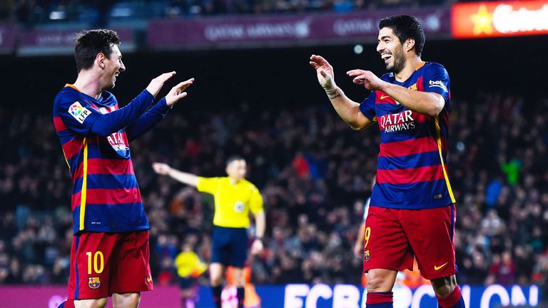 Lionel Messi and Luis Suarez (R) may play for Barcelona in Dublin