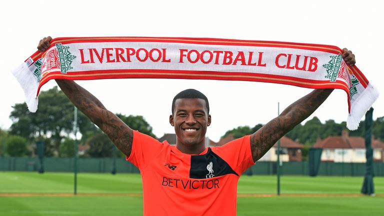 LIVERPOOL, ENGLAND - JULY 22:  (THE SUN OUT, THE SUN ON SUNDAY OUT) Georginio Wijnaldum of Liverpool after signing his contract at Melwood Training Ground 