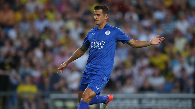 Luis Hernandez of Leicester City in action during a pre-season friendly between Oxford United and Leicester City at Kassam Stadium in July 2016