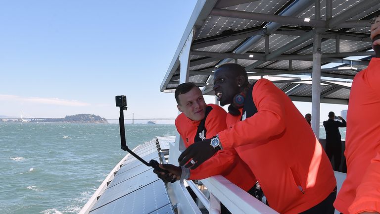Liverpool players during a visit to Alcatraz on July 22, 2016 in San Jose, California