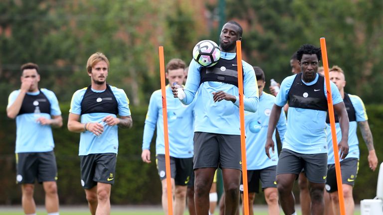 Manchester City's Yaya Toure during a training session at City Football Academy.