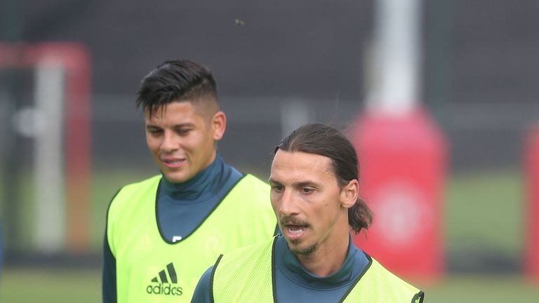 Zlatan Ibrahimovic in action during a first team training session