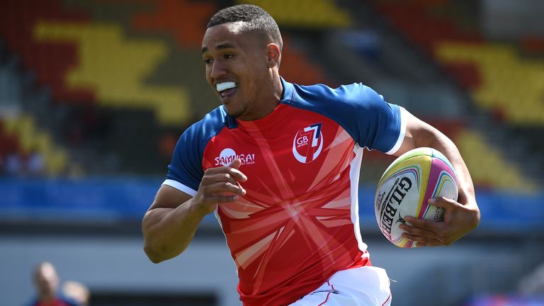 Marcus Watson of GB Lions in action during their match against Samurai as part of 7evens in the City at Allianz Park