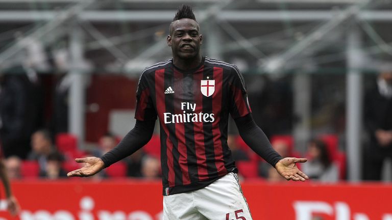 Mario Balotelli of AC Milan reacts