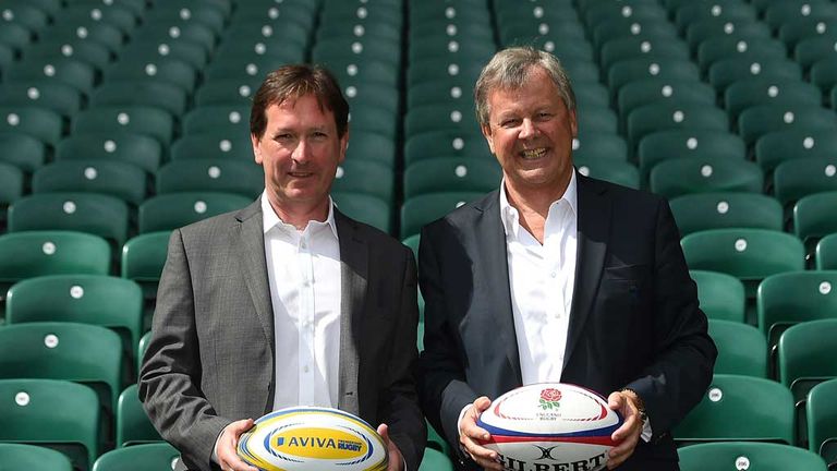  Ian Ritchie, Chief Executive of Rugby Football Union (R) and Mark McCafferty, Chief Executive of Premiership Rugby (L)