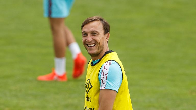 BAD TATZMANNSDORF, AUSTRIA - JULY 19: Mark Noble reacts during the West Ham United training session at Bad Tatzmannsdorf on July 19, 2016 in Bad Tatzmannsd