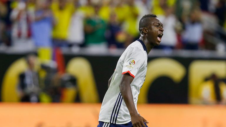 HOUSTON, TX - JUNE 11:  Marlos Moreno #21 of Colombia scores in the second half against Costa Rica at NRG Stadium on June 11, 2016 in Houston, Texas.  (Pho