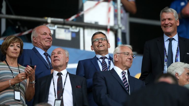 FA Chairman Greg Dyke (left), David Gill (right) and FA Chief Executive Martin Glenn (centre) 