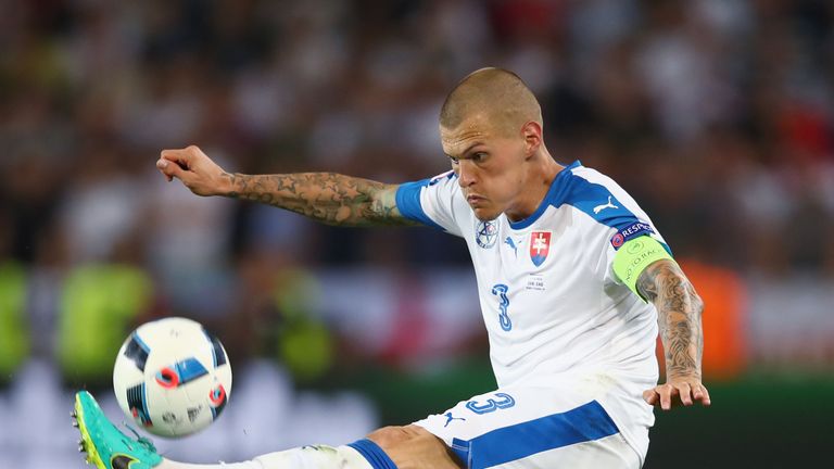 Martin Skrtel in action for Slovakia against England at Euro 2016 
