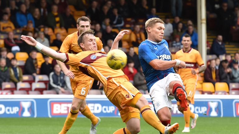 Rangers' Martyn Waghorn saw his first-time volley drop just over the bar