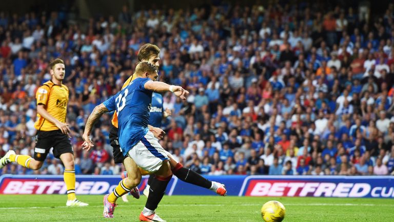 19/07/16 BETFRED LEAGUE CUP - GROUP F .  RANGERS V ANNAN ATHLETIC .  IBROX - GLASGOW .  Rangers' Martyn Waghorn scores his side's second