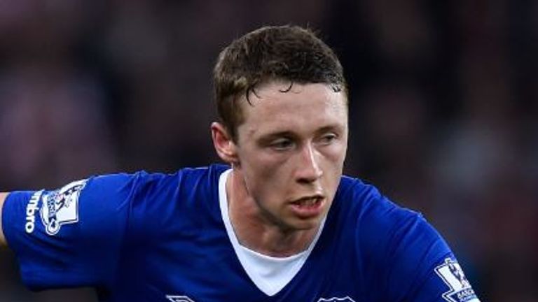 Matthew Pennington playing for Everton in the Premier League against Sunderland.