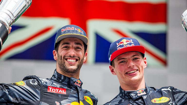 HOCKENHEIM, GERMANY - JULY 31:  Daniel Ricciardo of Australia and Max Verstappen of The Netherlands both of Red Bull Racing during the Formula One Grand Pr