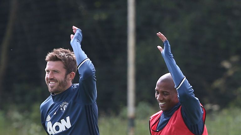 Michael Carrick and Ashley Young of Manchester United