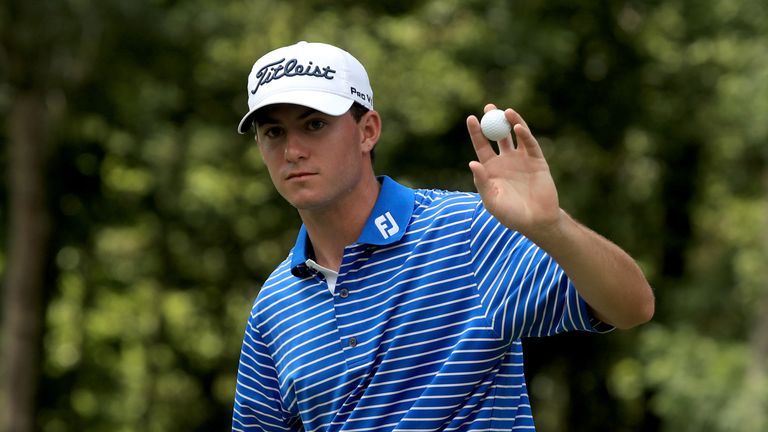 AUBURN, AL - JULY 17:  Michael Johnson acknowledges the crowd on the fourteenth green during the final round of the Barbasol Championship at the Robert Tre