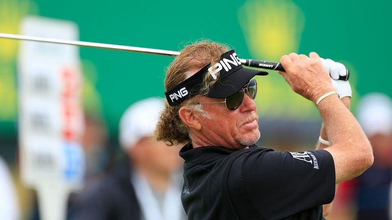 Miguel Angel Jimenez of Spain in action during the second round of the Senior Open Championship played at Carnoustie 