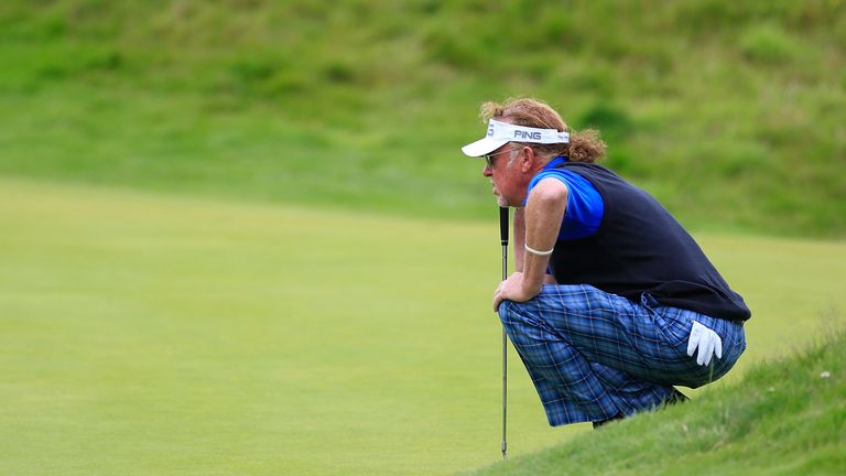 CARNOUSTIE, SCOTLAND - JULY 23:  Miguel Angel Jimenez of Spain in action during the third round of the Senior Open Championship played at Carnoustie on Jul