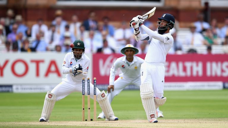 Moeen Ali is bowled for a second-ball duck by Yasir Shah