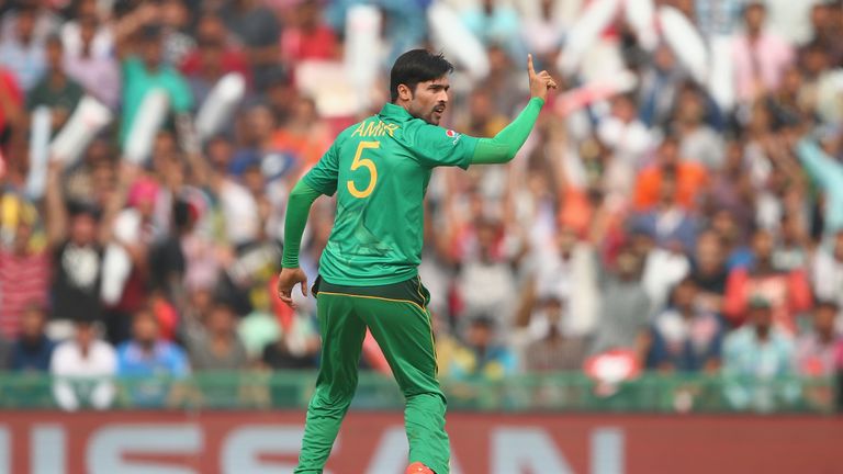 Mohammad Amir of Pakistan appeals for a wicket during the ICC WT20 Group 2 match between Pakistan and Australia